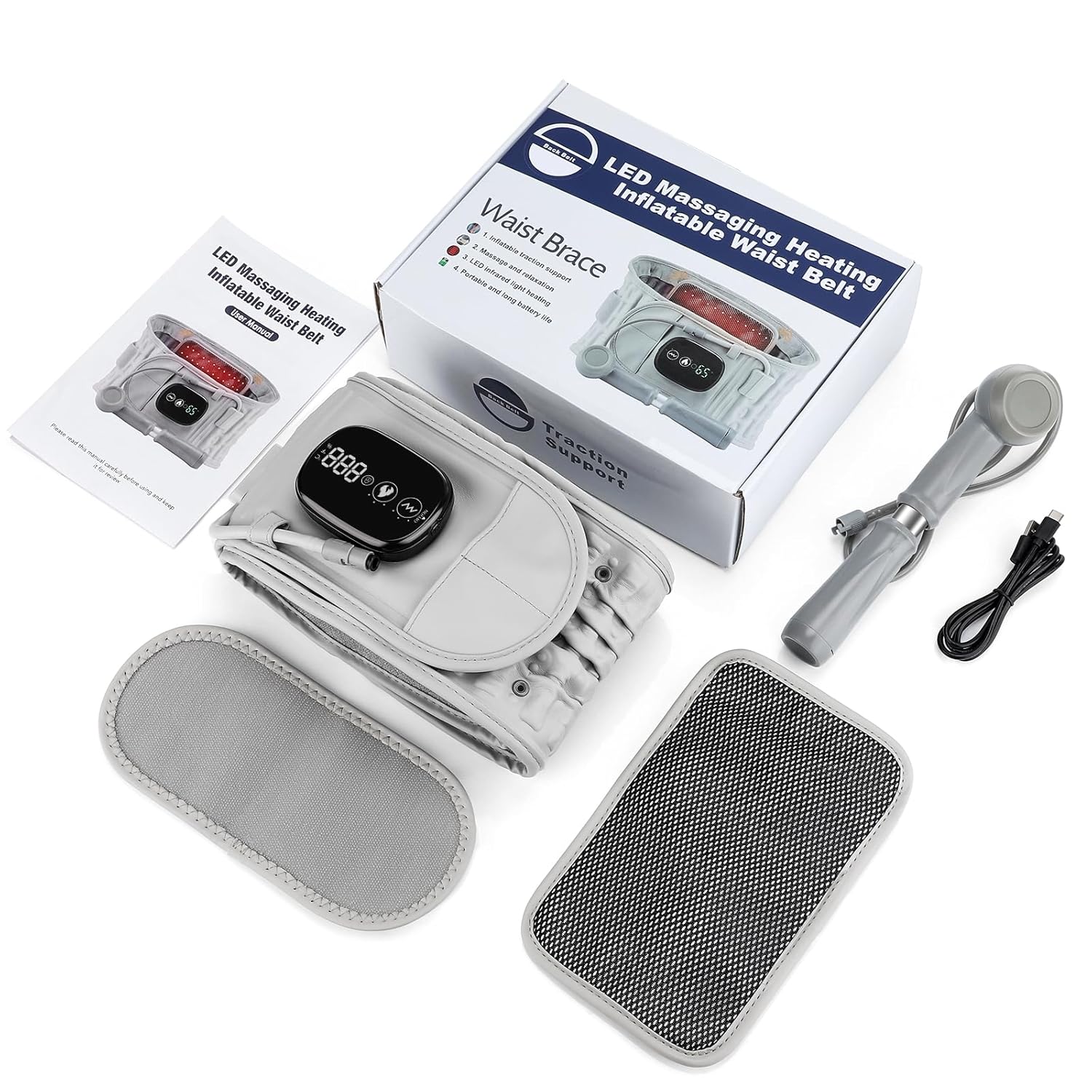 Orbit Wellness Series™ | 5-in-1 Lumbar Decompression Belt with Heat, Red Light Therapy & Massage