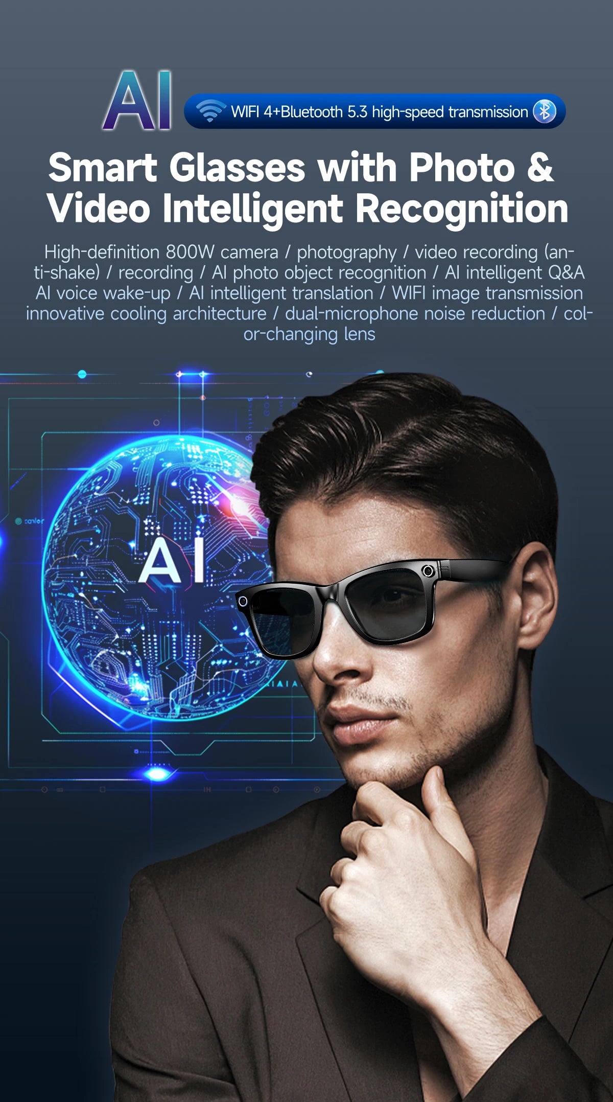 Orbit Vision Series | See, Speak, and Stream Globally with this Elite Smart Glasses : Premium 8MP Camera & 100+ Language Translating Sunglasses