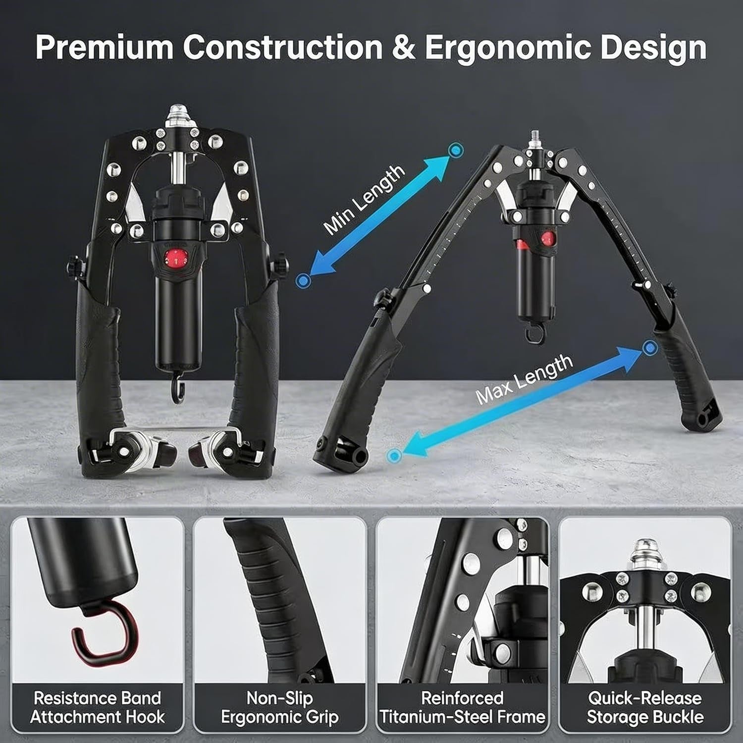 Adjustable Hydraulic Arm Trainer | 22-440Lbs Power Twister & Chest Exerciser with AB Roller, 3-In-1 Home Gym Equipment for Upper Body Strength Training for Men Women