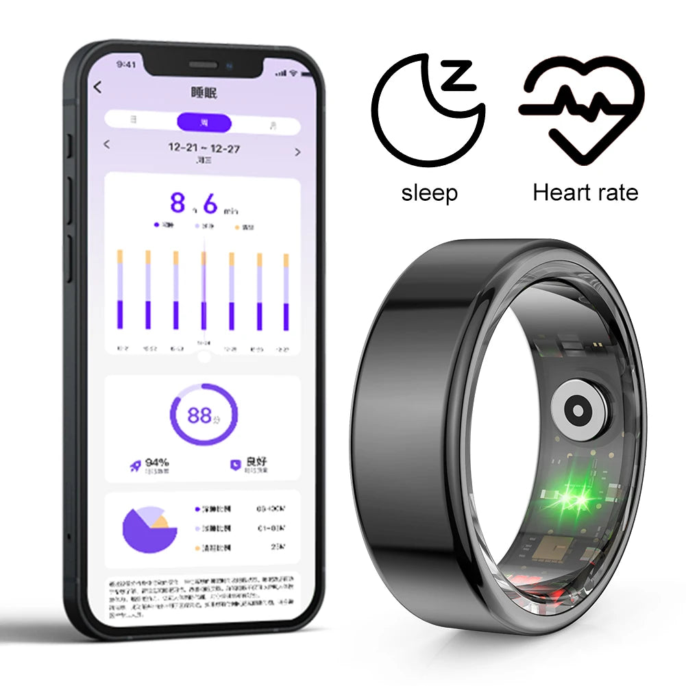 Smart Ring - Multifunctional Health & Fitness Tracker with Heart Rate, Blood Oxygen Monitor, and Sleep Analysis - Waterproof for Men & Women