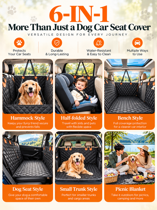PawVeyra™ Premium Dog Car Hammock & Back Seat Protector