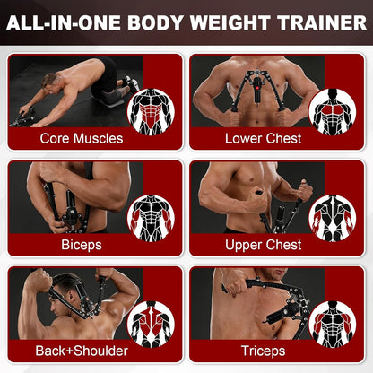 Training Twister Arm Trainer, 3 in 1 Hydraulic Power Chest Workout Equipment with Ab Roller Wheels and Hooks, 22-440Lbs for Men Women, Home Gym Equipment for Full Body Strength Training