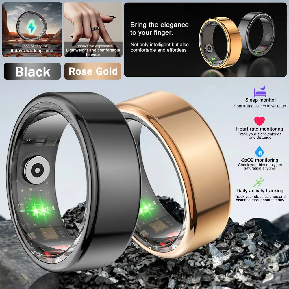 Smart Ring - Multifunctional Health & Fitness Tracker with Heart Rate, Blood Oxygen Monitor, and Sleep Analysis - Waterproof for Men & Women