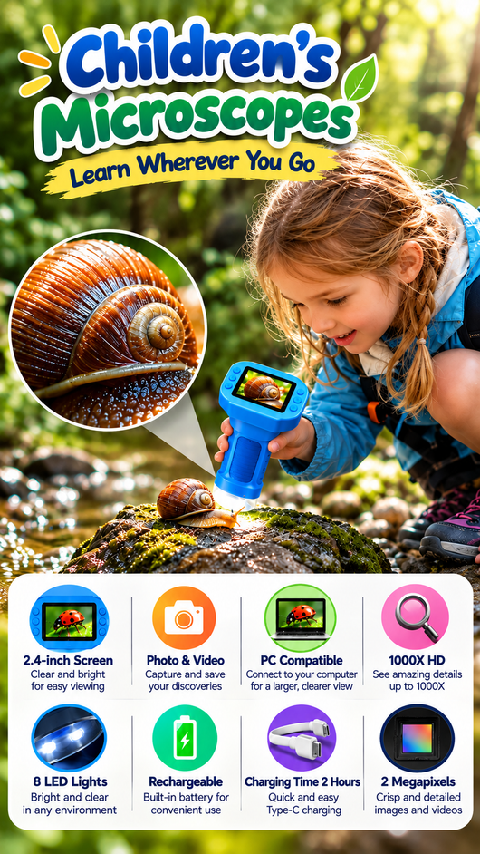 🧠 Orbit Mind™ Kids Discovery Microscope – Handheld Digital Microscope for Young Explorers