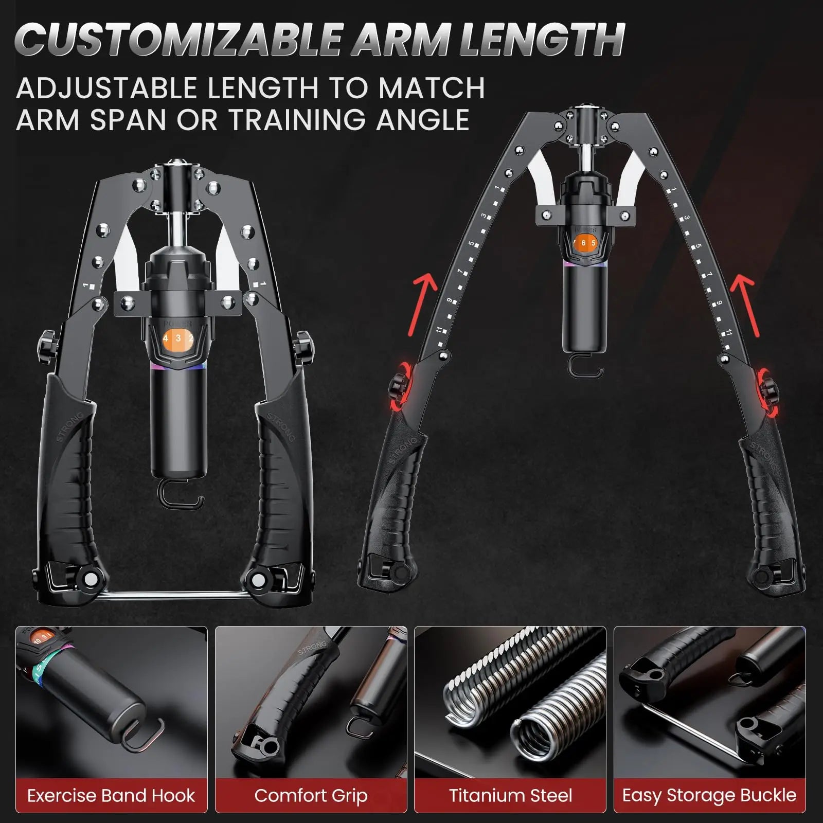 3-in-1 Hydraulic Upper Body Trainer & Ab Roller Wheels (22-440lbs)