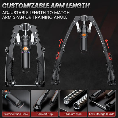 3-in-1 Hydraulic Upper Body Trainer & Ab Roller Wheels (22-440lbs)